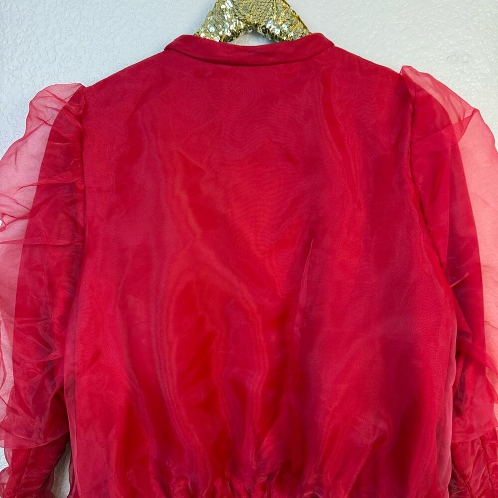 Zara • Red Ruched Bomber Jacket - Picture 14 of 15